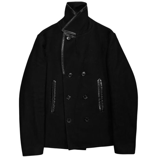 Balenciaga Leather Trimmed Caban Wool Jacket - AW15