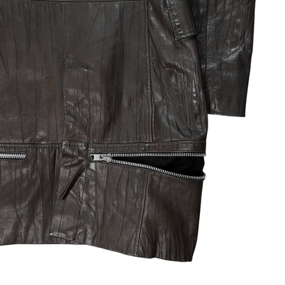 Dirk Bikkembergs Zip Military Leather Coat - AW06
