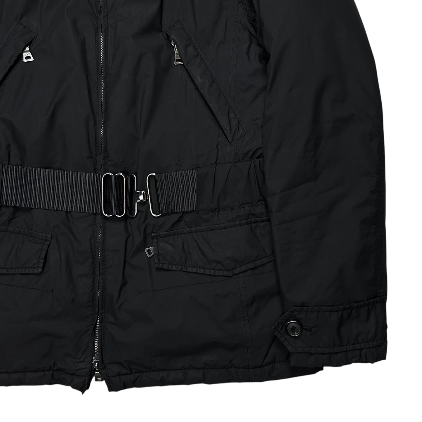 Prada Belted Goat Fur Collar Field Jacket