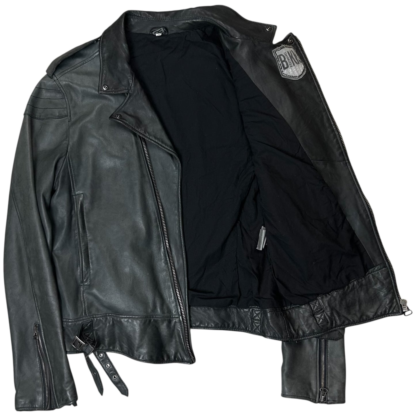 Dirk Bikkembergs Punk Patch Perfecto Sheep Leather Jacket