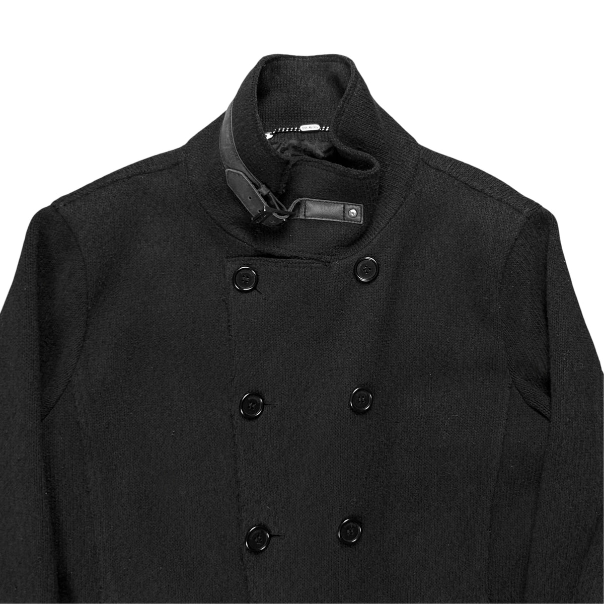 Dirk Bikkembergs Leather Collar Boiled Wool Jacket - AW05