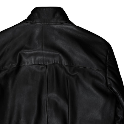 Dirk Bikkembergs Double Layered Zip Bomber Leather Jacket