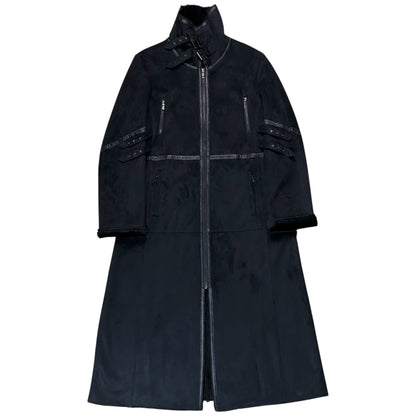 Balmain Multi Strap Faux Suede Coat - 90s