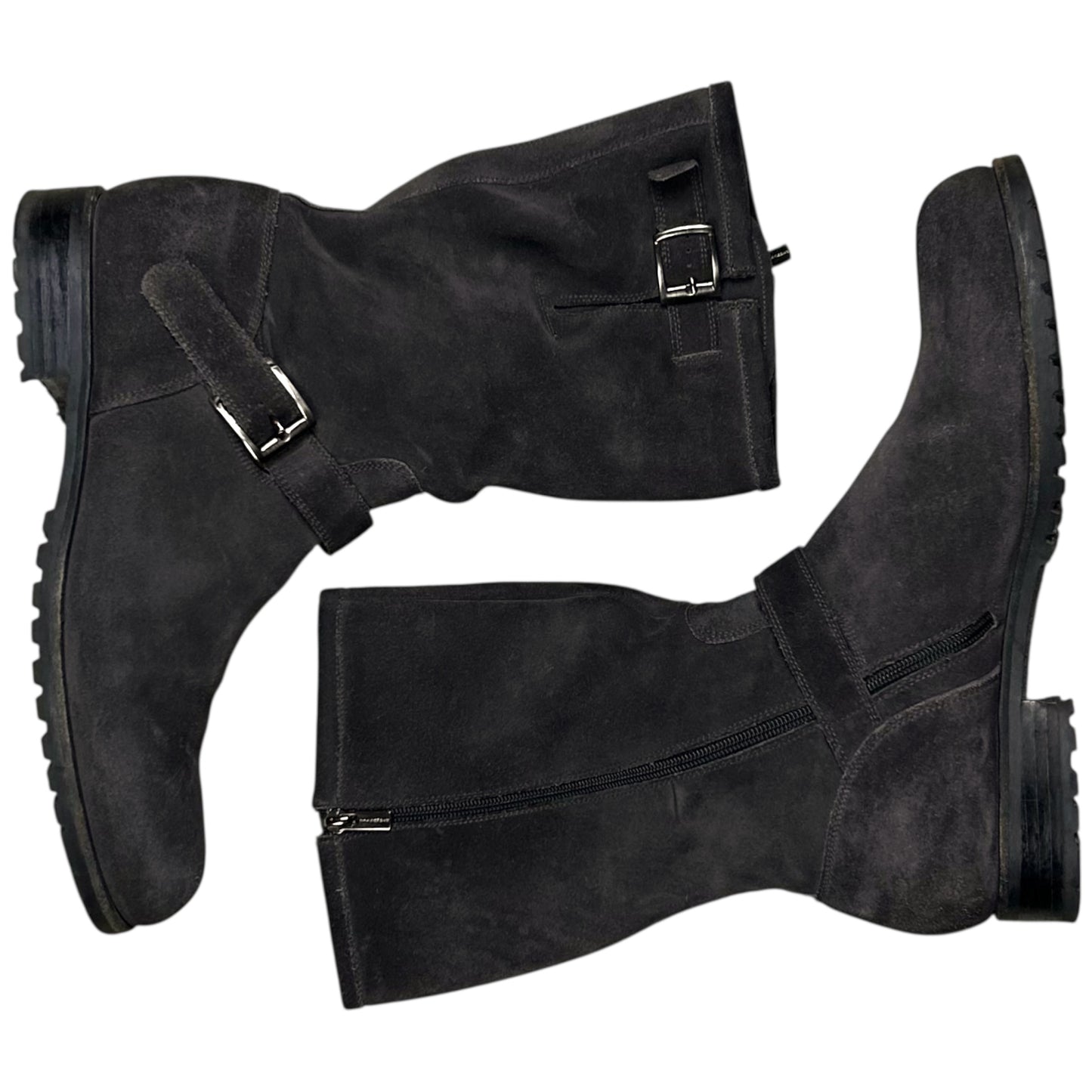 Jil Sander Dual Belted Suede Biker Boots - AW07