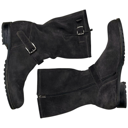 Jil Sander Dual Belted Suede Biker Boots - AW07