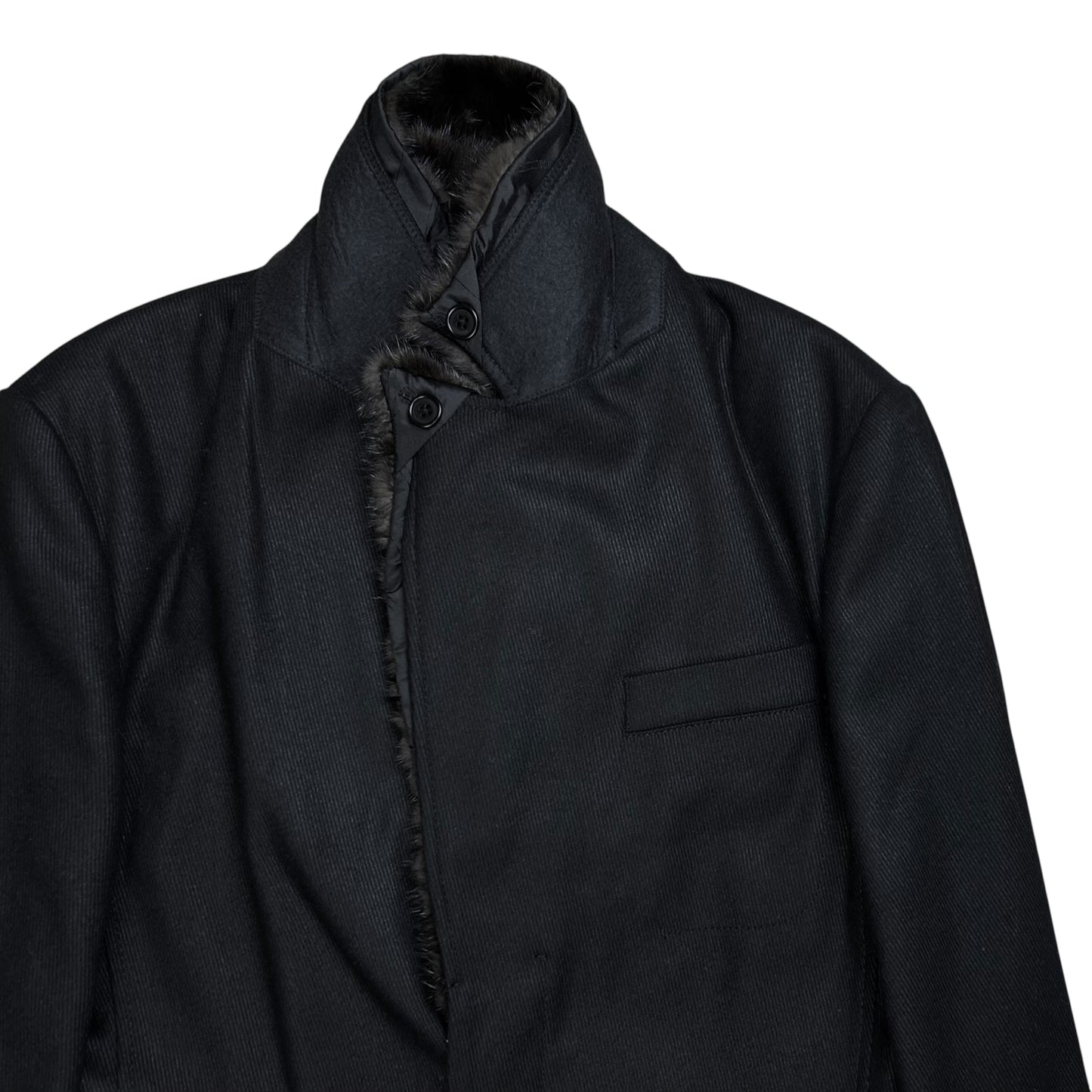 Dirk Bikkembergs Mink Fur Collar Wool Coat - AW08