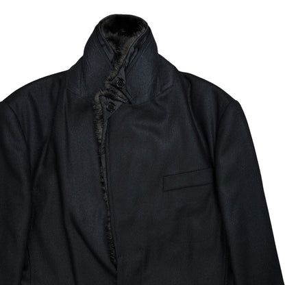 Dirk Bikkembergs Mink Fur Collar Wool Coat - AW08