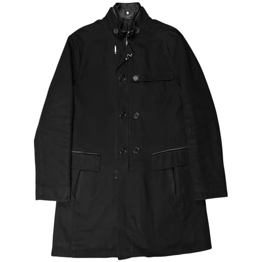 Dirk Bikkembergs Multi Button Double Leather Collar Car Coat - AW09