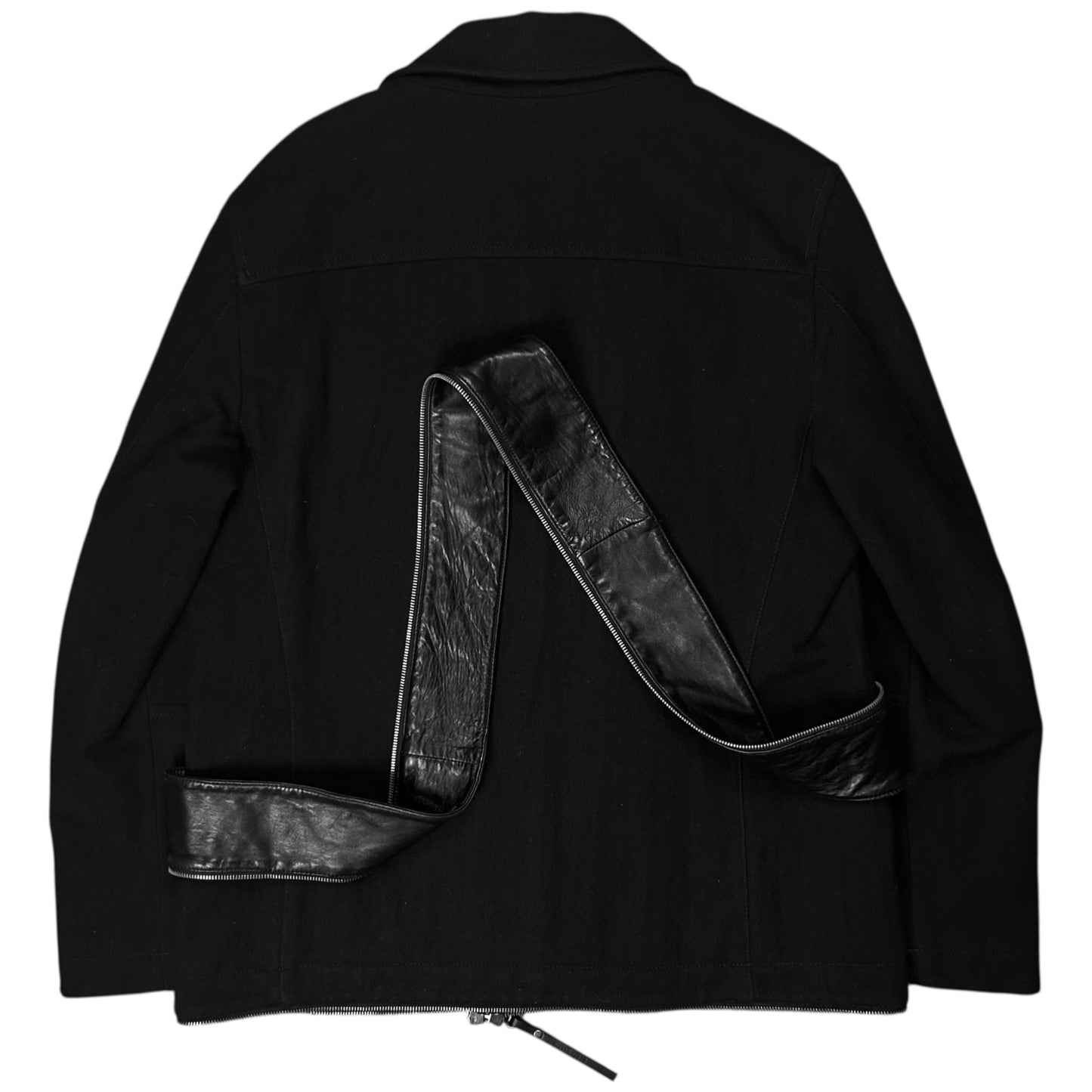 Dirk Bikkembergs Zip Leather Hem Peacoat - AW06