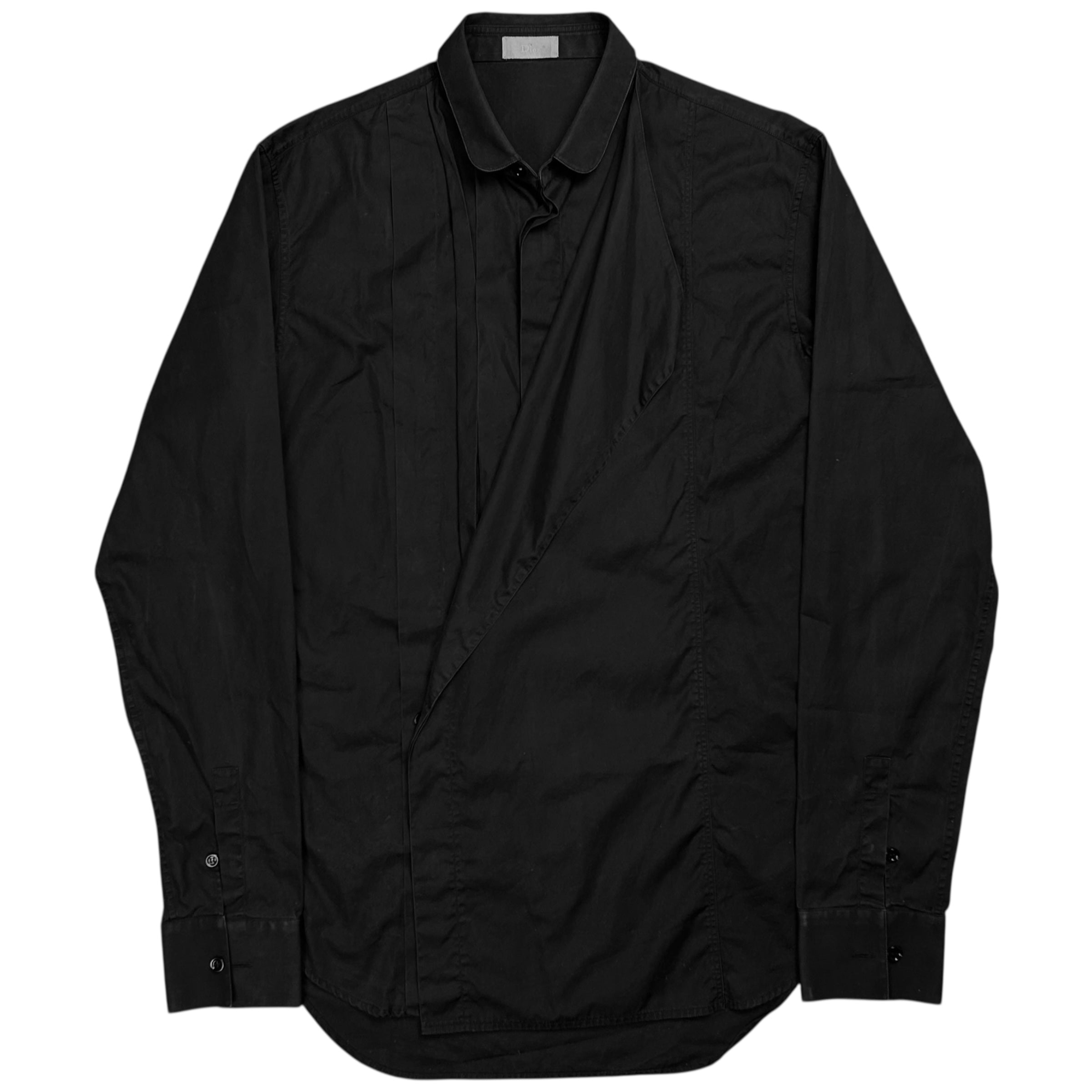 Dior Homme 08FW ブラックシャツ Dior Homme Pleated Flap Shirt - AW08 – Vertical Rags