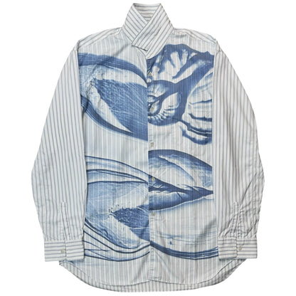Comme des Garcons Shirt Airbrush Print Striped Shirt