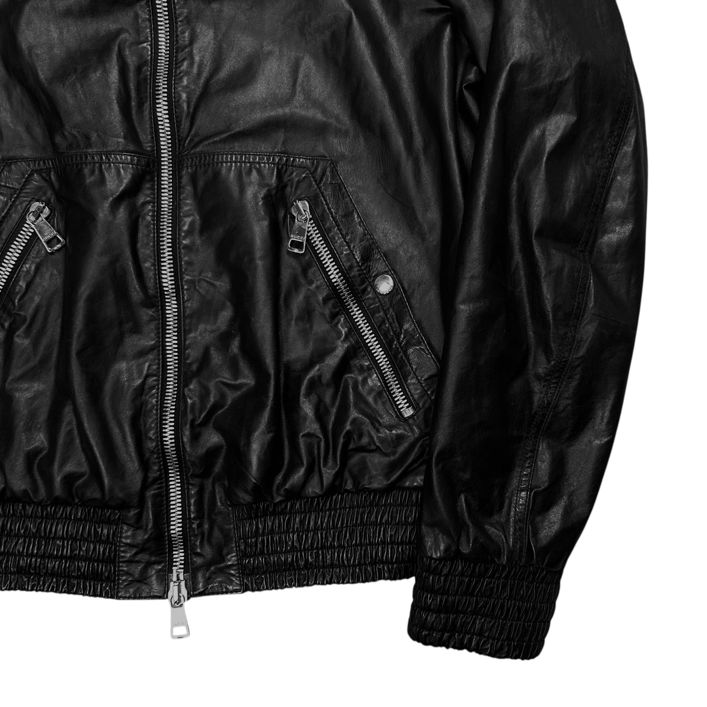 Gucci by Tom Ford Zip Hood Leather Jacket