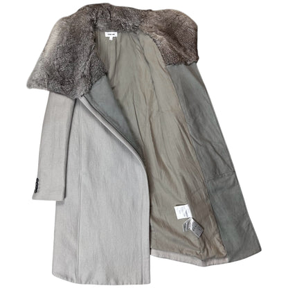 Helmut Lang Asymmetric Rabbit Fur Collar Coat - AW10
