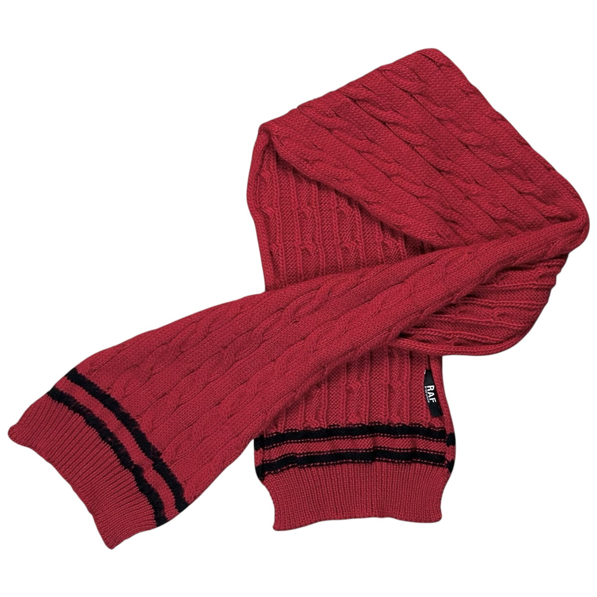 RAF by Raf Simons Striped Cable Knit Scarf - 2000s