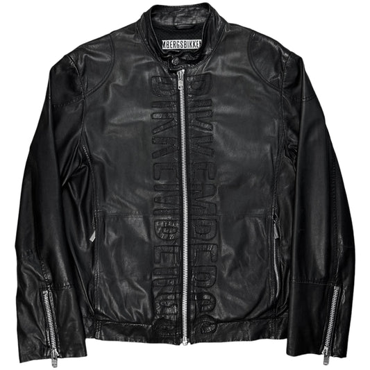 Dirk Bikkembergs Logo Patched Racer Leather Jacket