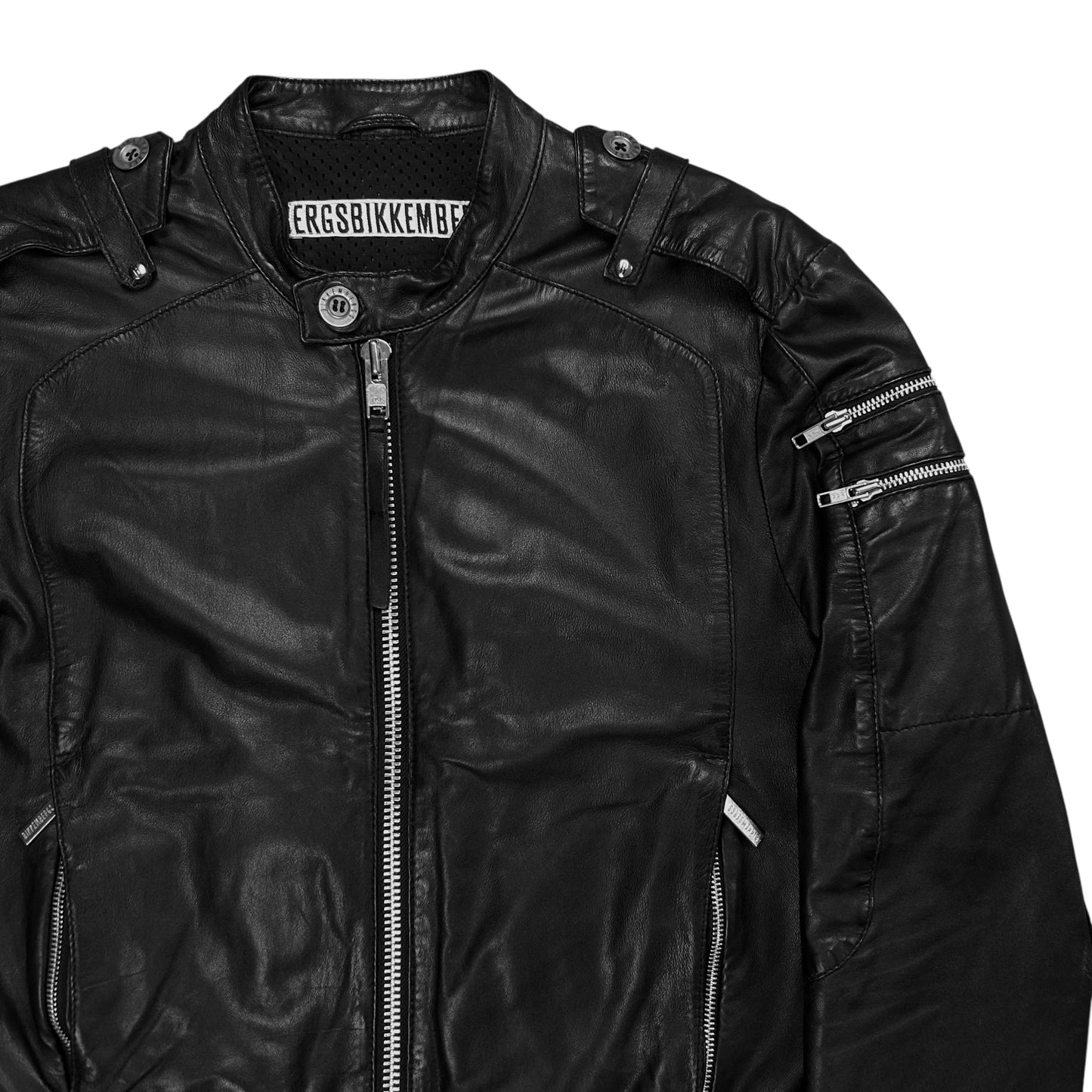 Dirk Bikkembergs Multi Shoulder Zip Racer Leather Jacket