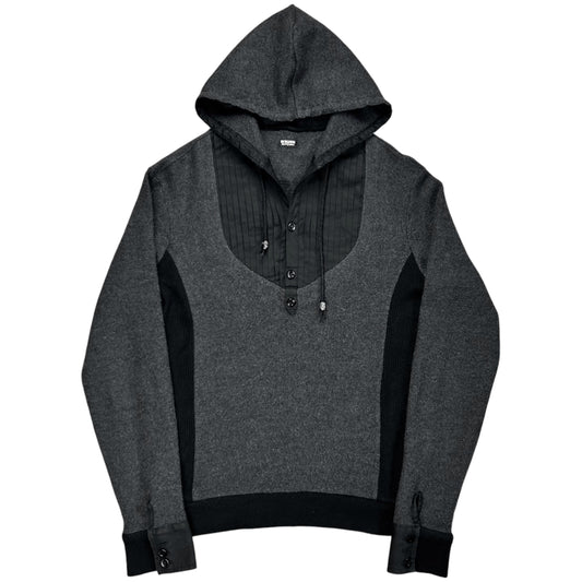 Dirk Bikkembergs Multi Fabric Button Hoodie