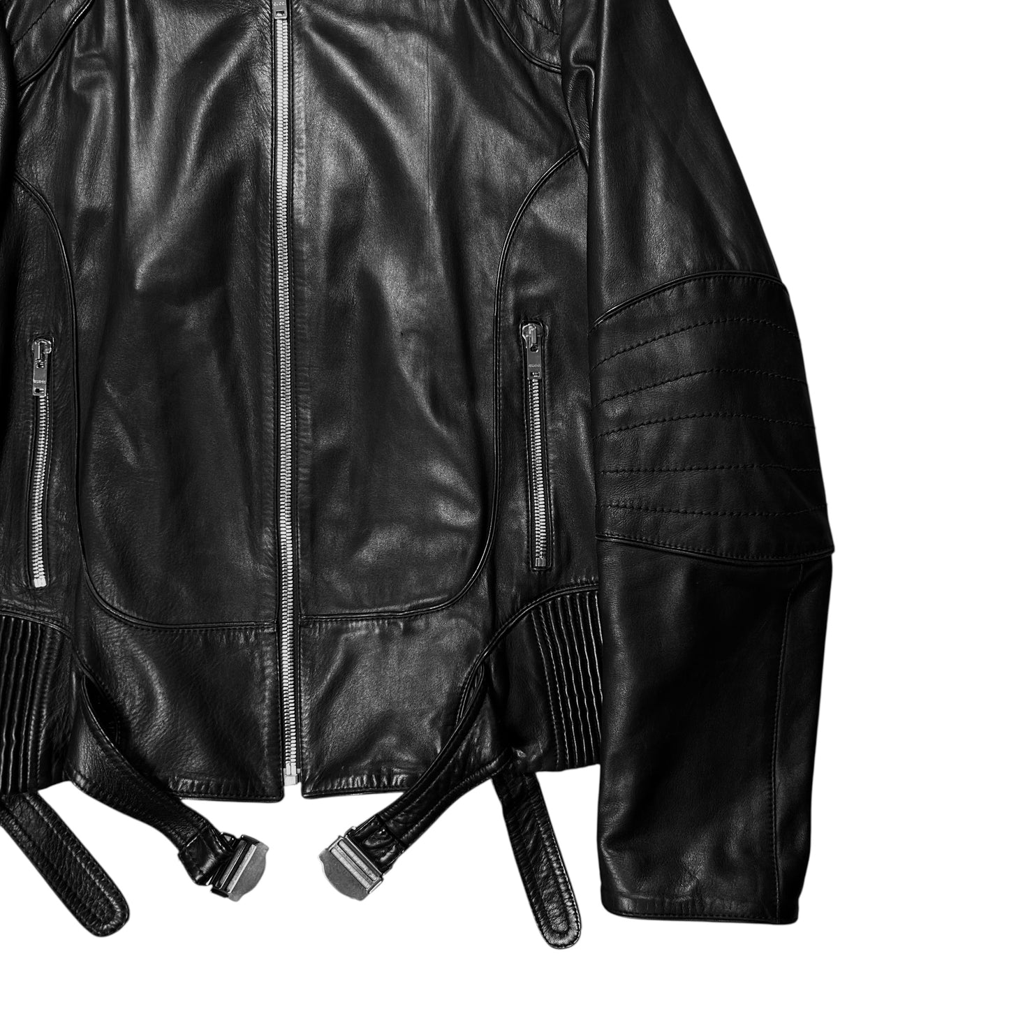 Gucci by Frida Giannini Dual Waist Belt Moto Leather Jacket - AW08