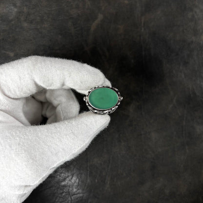 Rotable Tribal Jade & Onyx Stone Ring