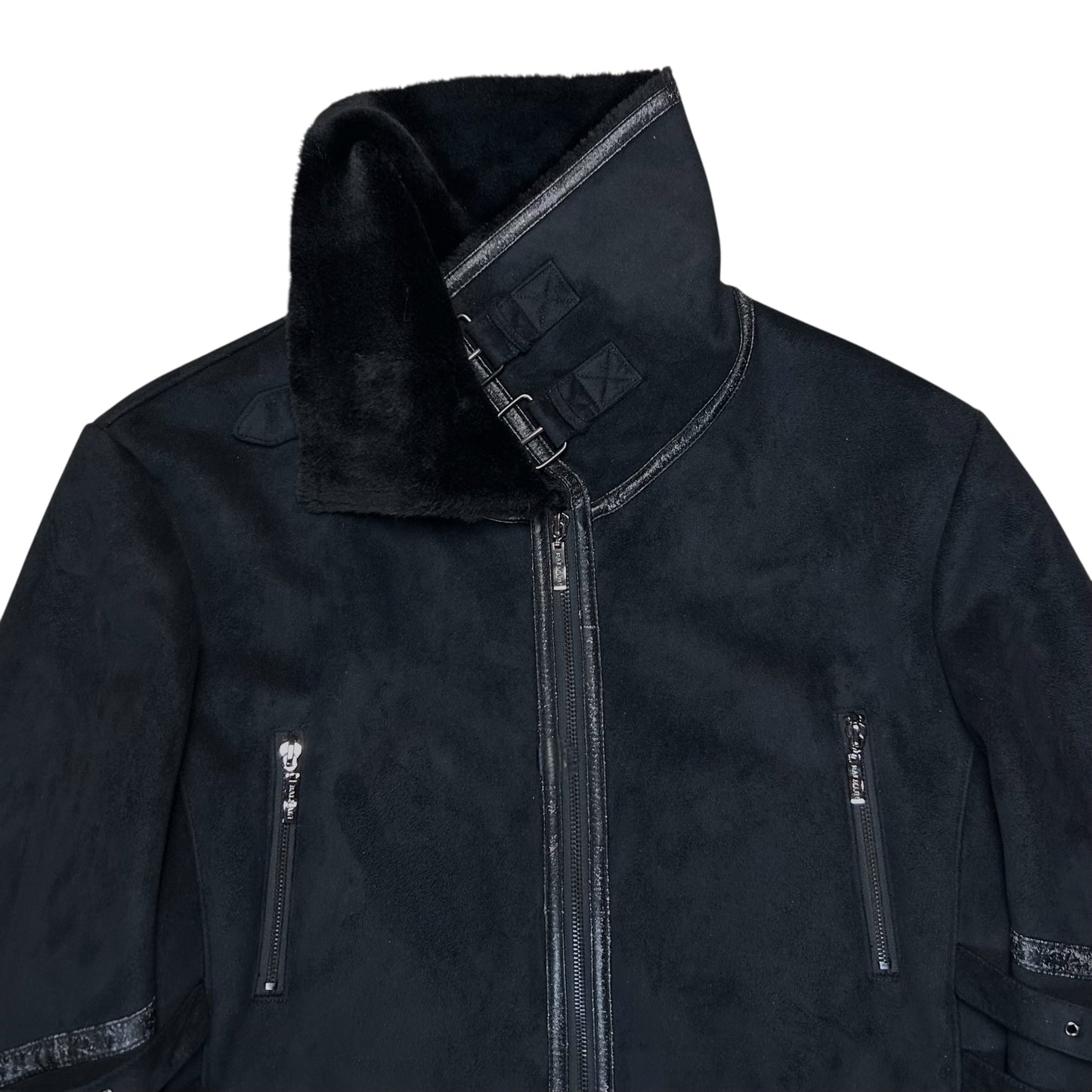 Balmain Multi Strap Faux Suede Coat - 90s