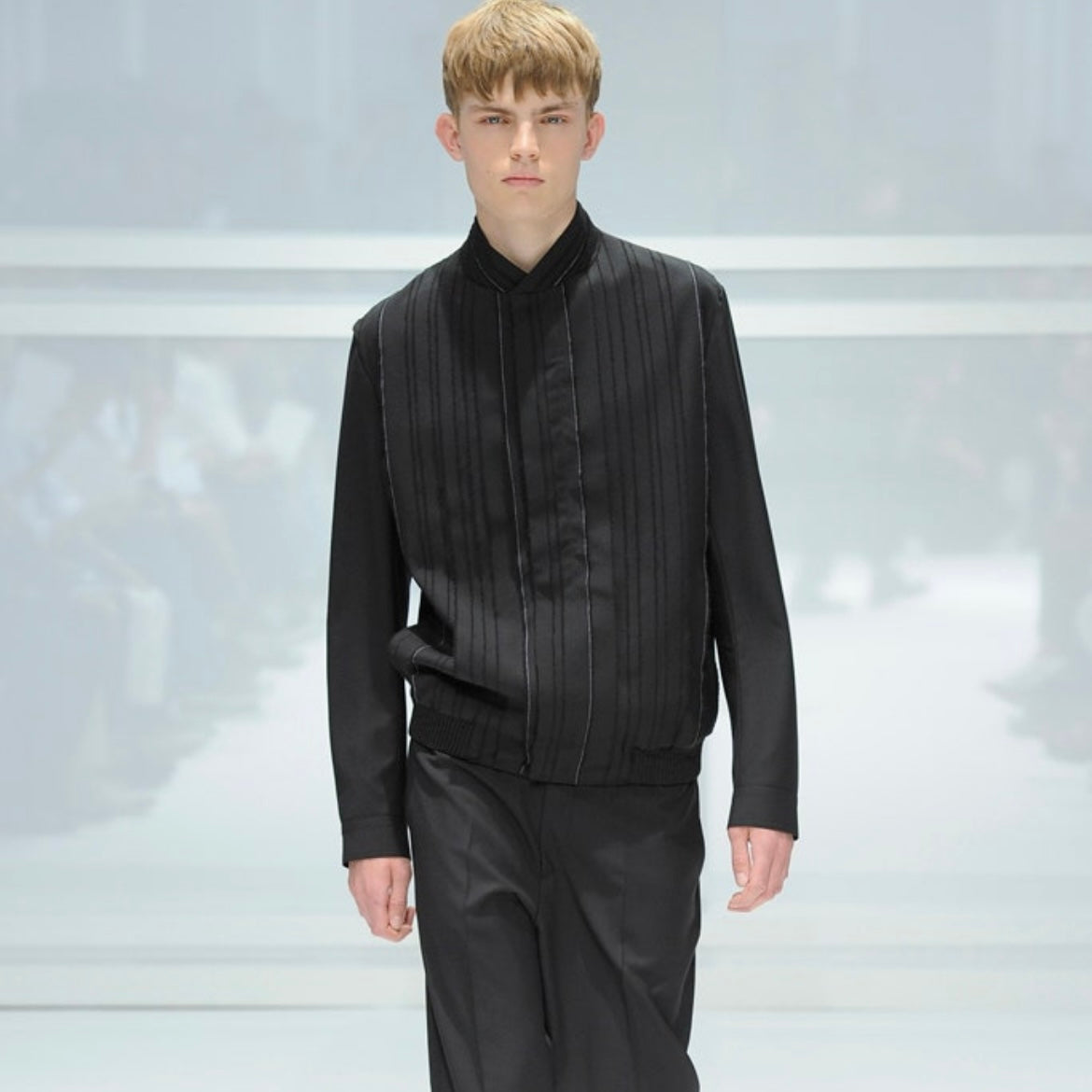 Dior Homme Fringed Plissee Layer Bomber Jacket - SS12