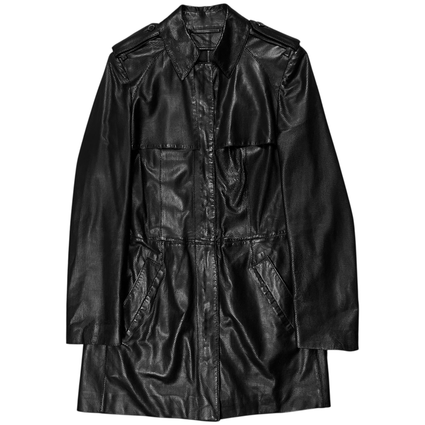 Gucci by Tom Ford Military Safari Perforated Leather Coat - AW97