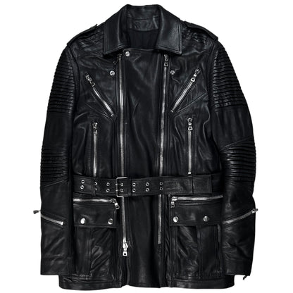 Balmain by Olivier Rousteing Belted Multi Zip Leather Field Sample Jacket - AW18