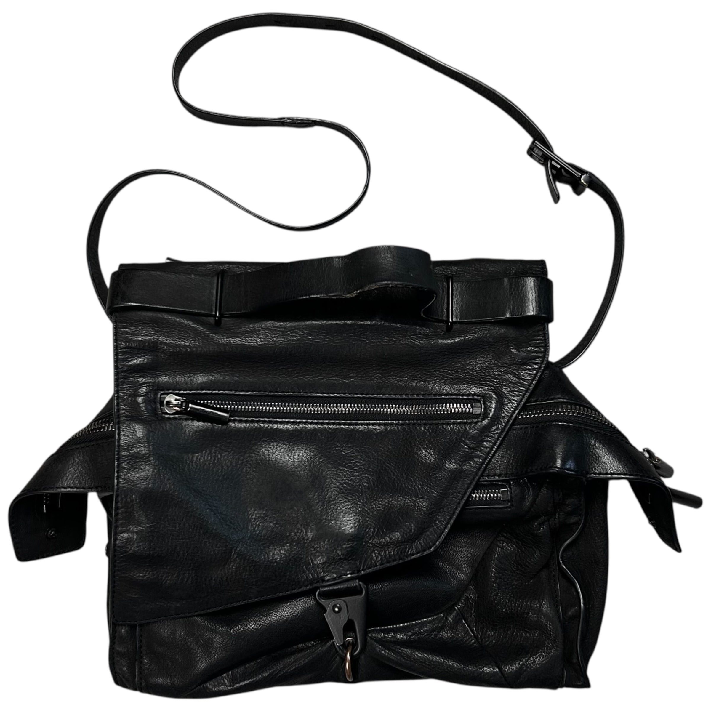 Helmut Lang Carabiner Asymmetric Leather Bag – Vertical Rags