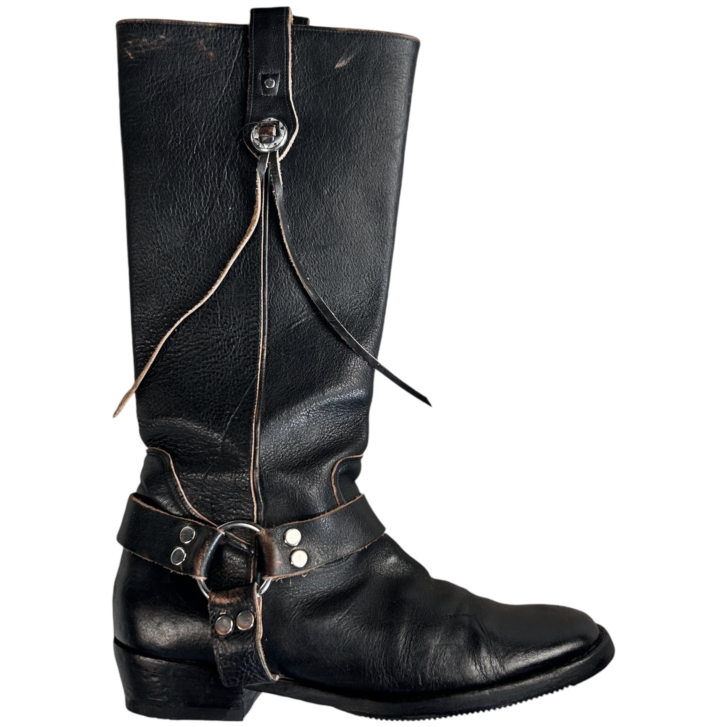 Balenciaga Distressed Harness String Western Boots Vertical Rags