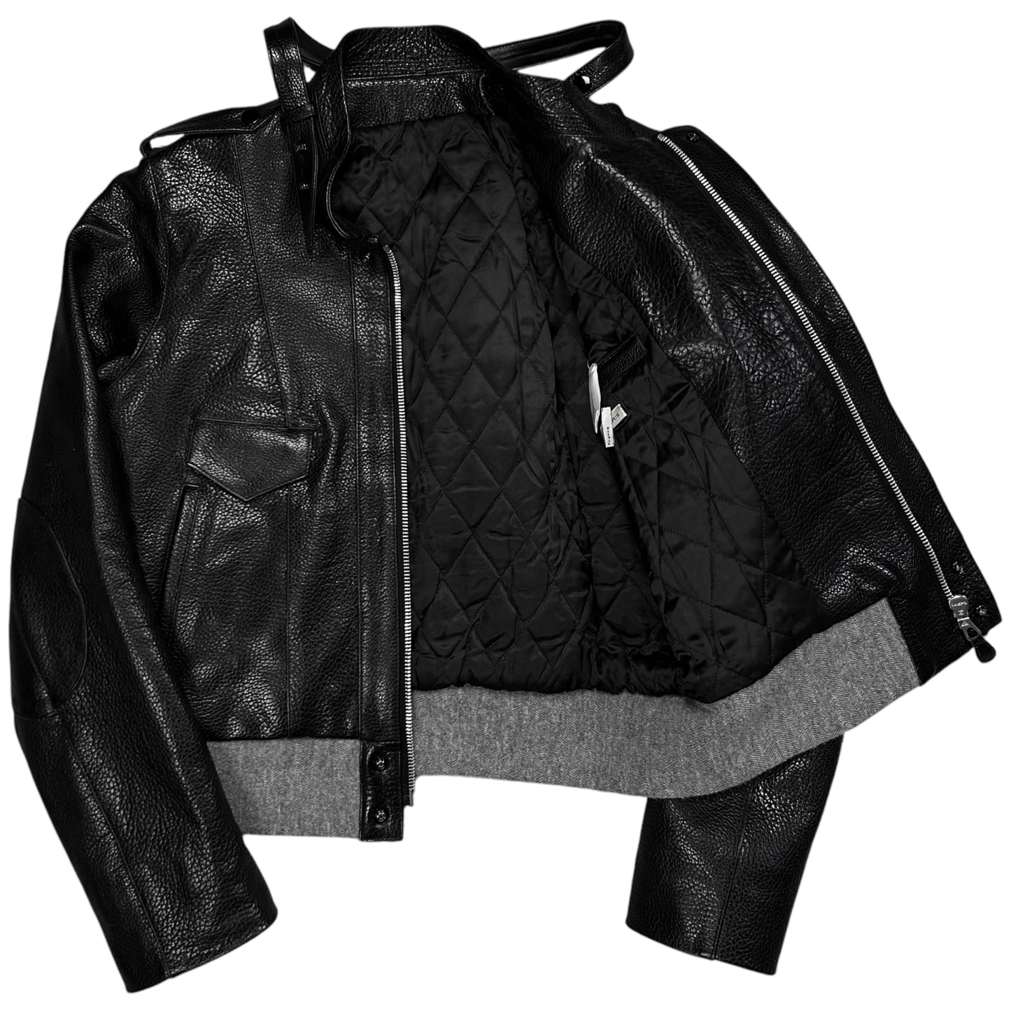 Balenciaga Military Strap Leather Bomber Jacket - AW04