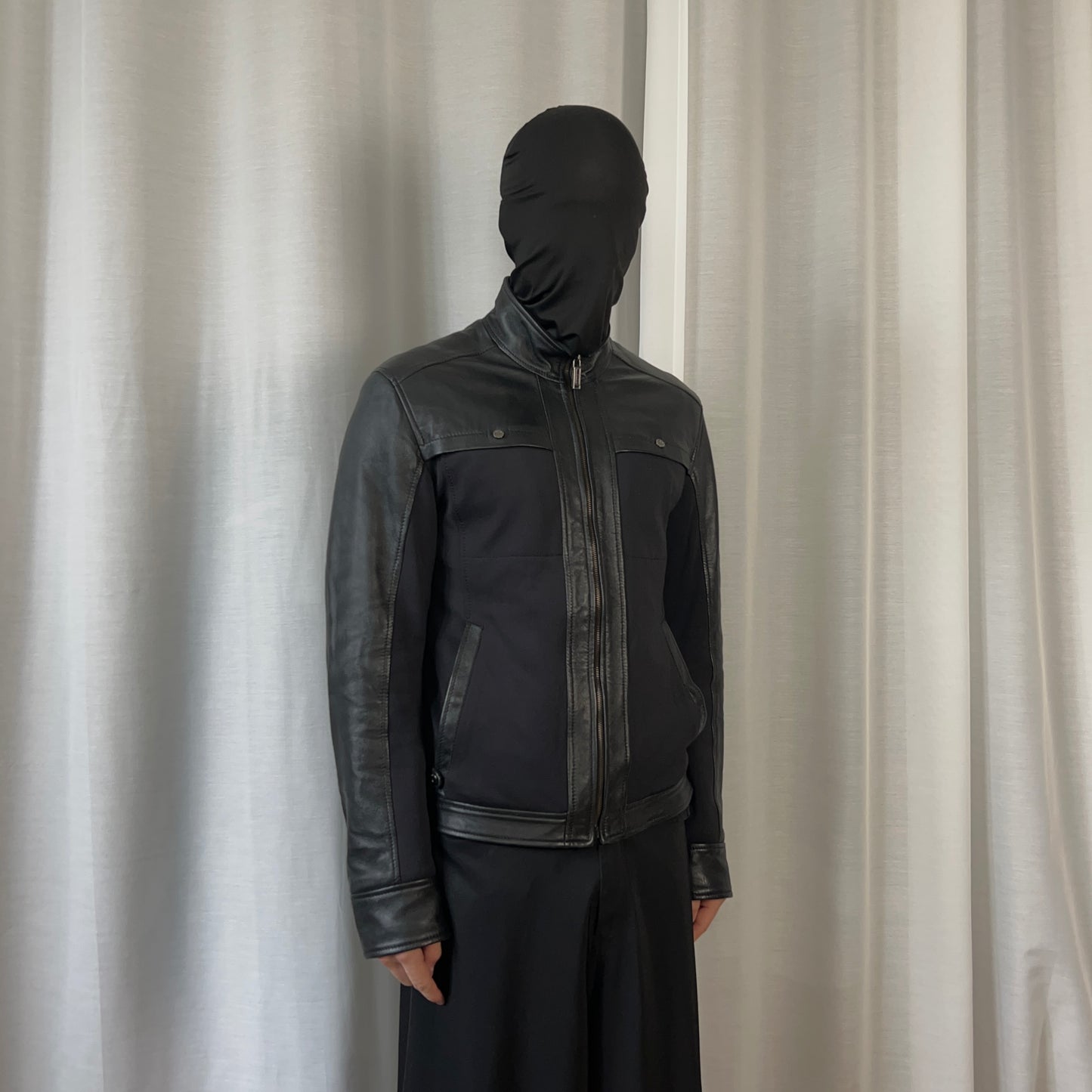 Dirk Bikkembergs Dual Fabric Moto Leather Jacket