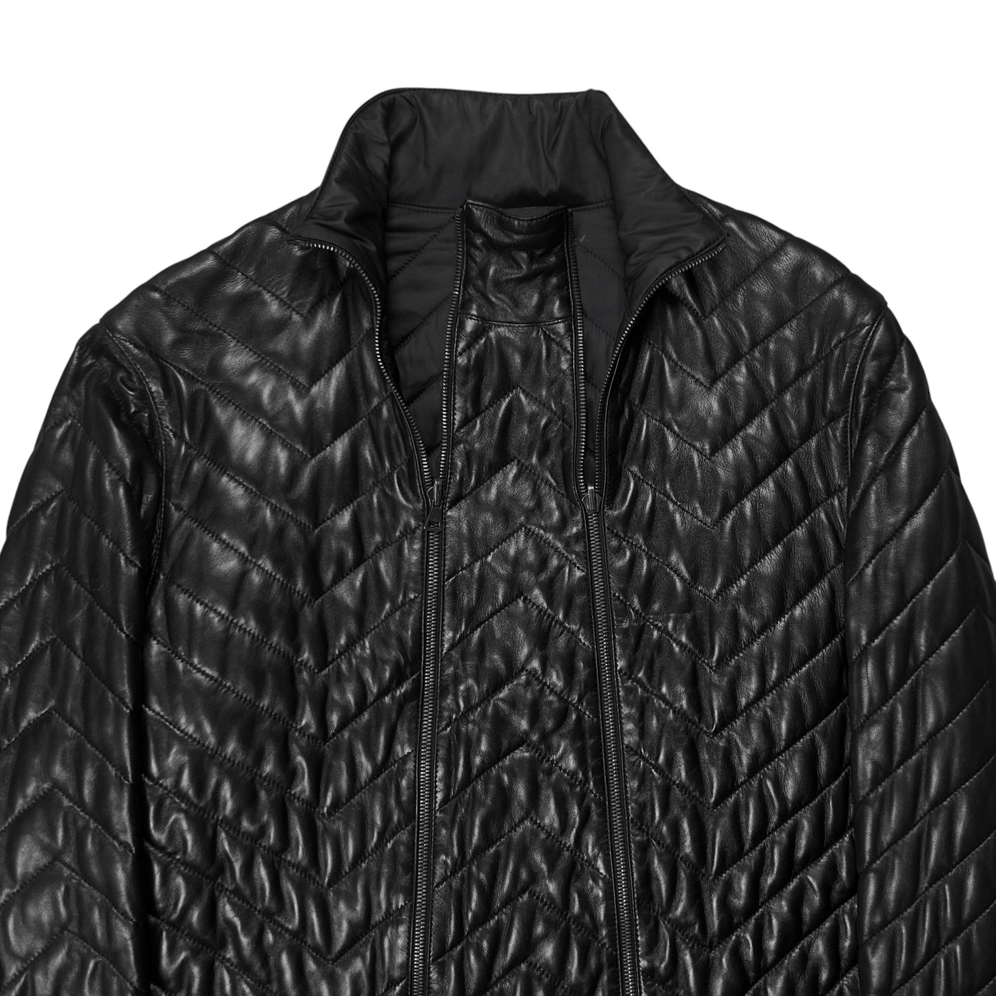 Jil Sander by Raf Simons Quilted Dual Zip Leather Jacket - AW07