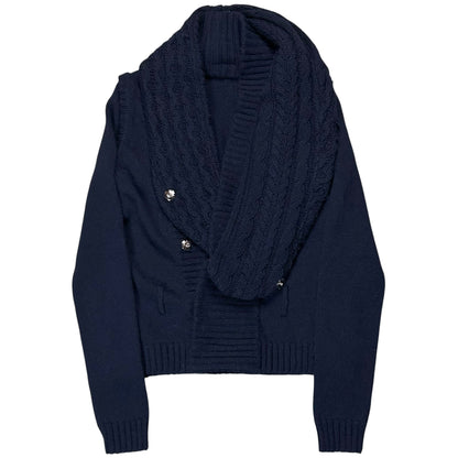 Balenciaga Distorted Cable Knit Snap Shawl Cardigan - AW07