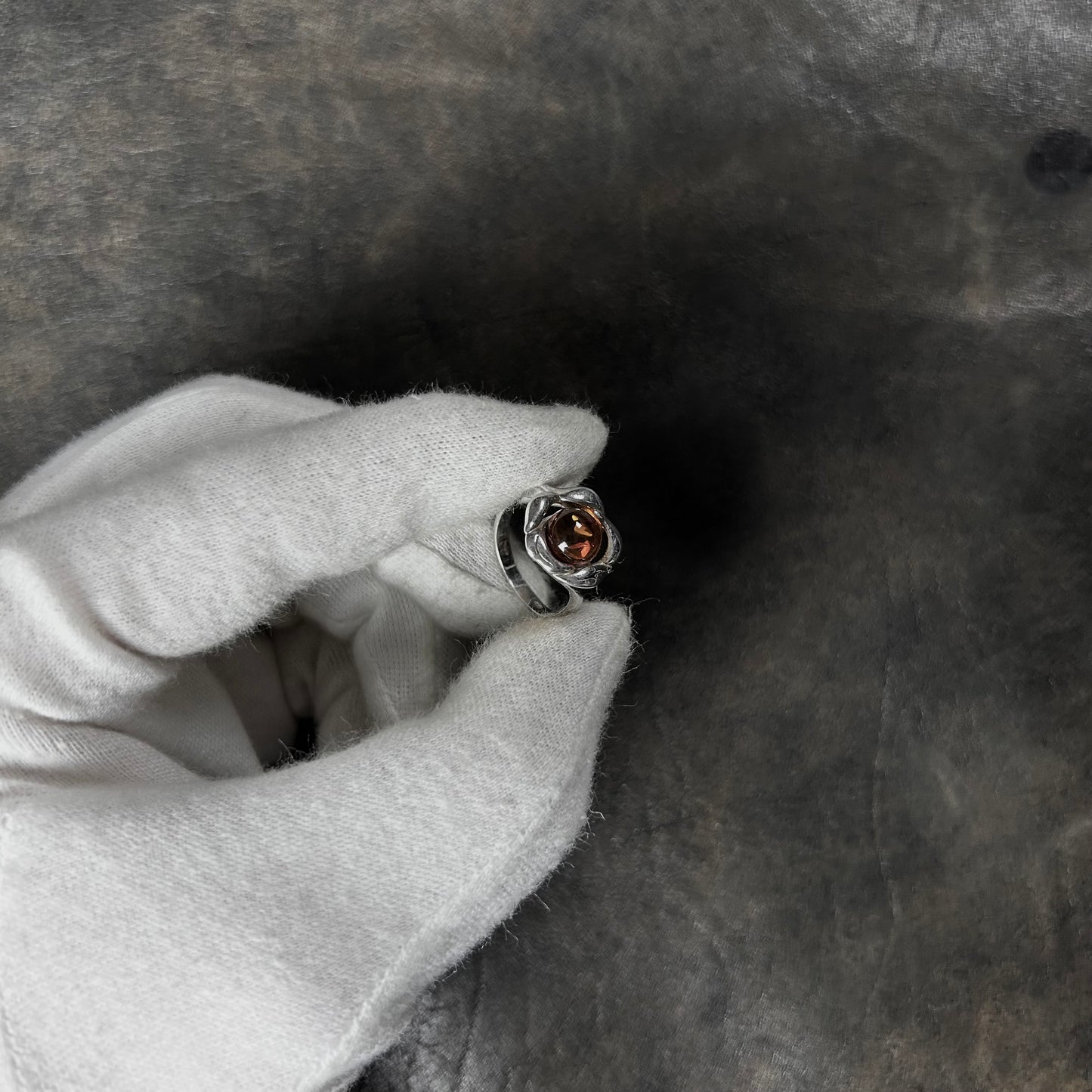 Circular Amber Stone Ring