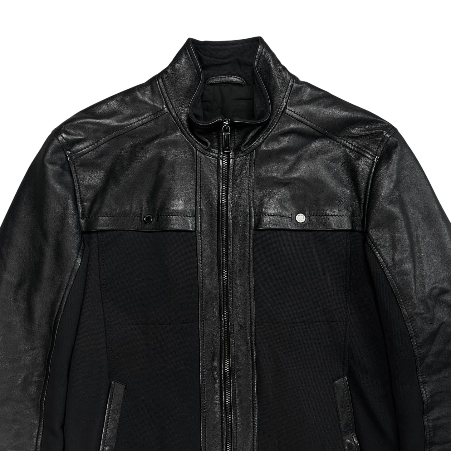 Dirk Bikkembergs Dual Fabric Moto Leather Jacket