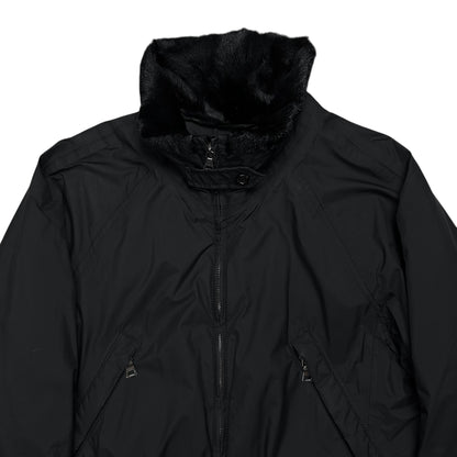 Prada Belted Goat Fur Collar Field Jacket