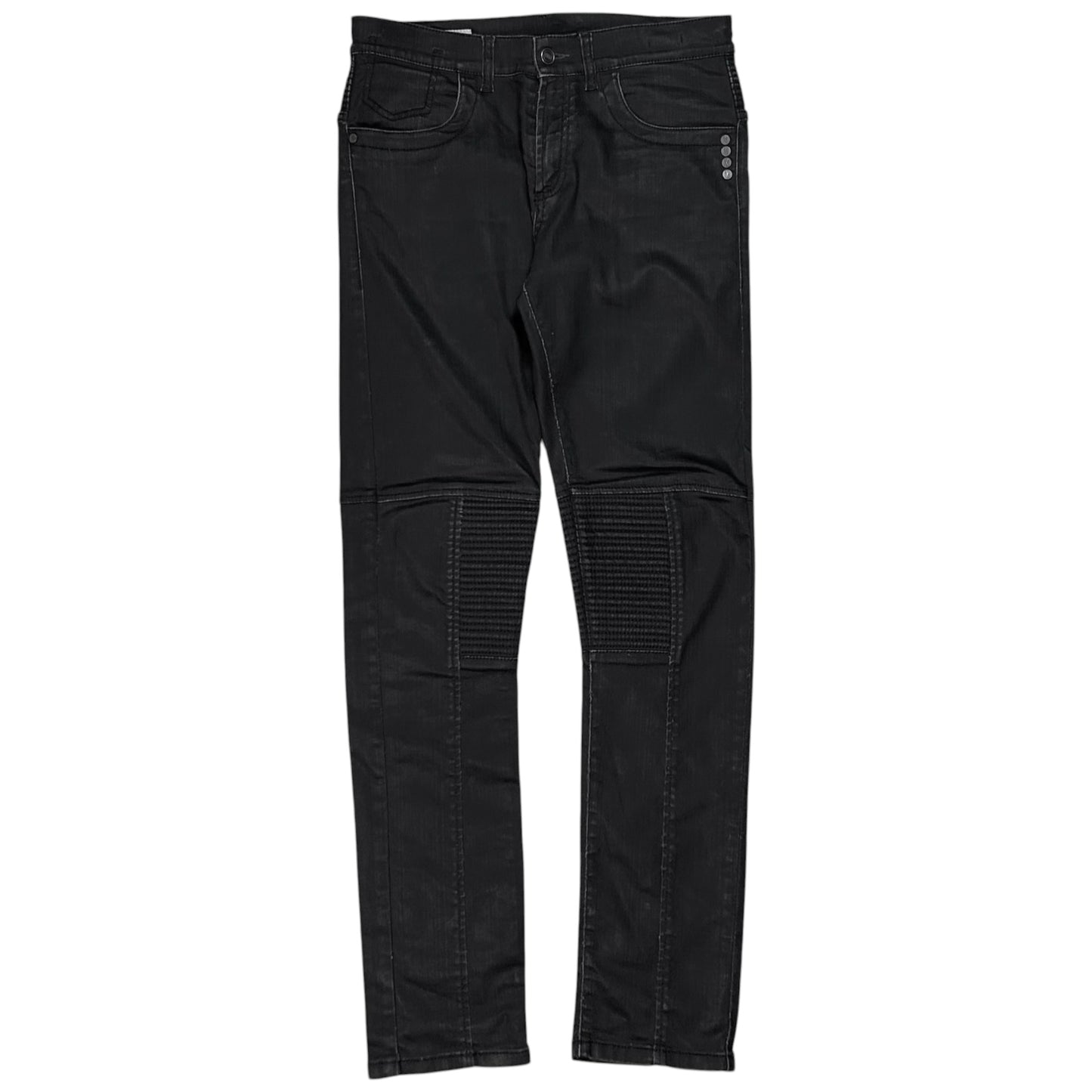 Dirk Bikkembergs Waxed Stud Biker Jeans