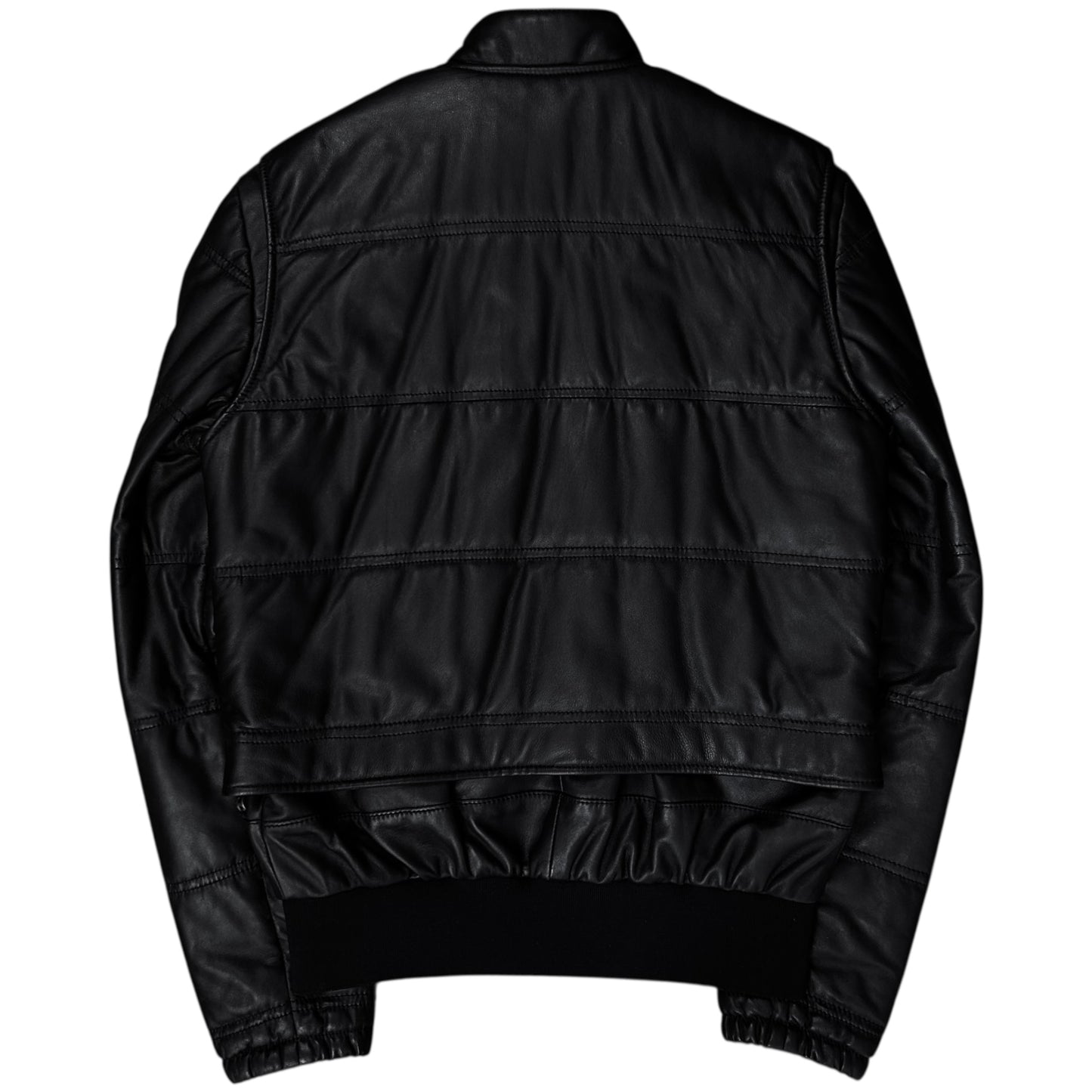 Dirk Bikkembergs Double Layered Zip Bomber Leather Jacket