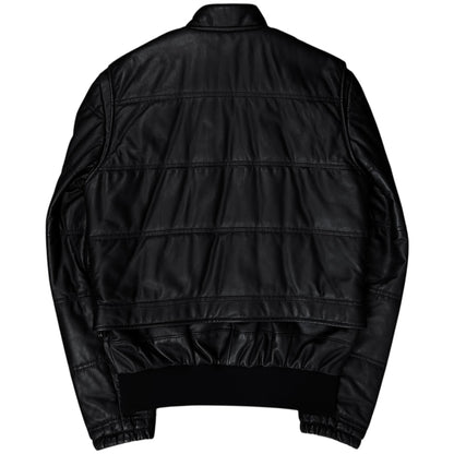 Dirk Bikkembergs Double Layered Zip Bomber Leather Jacket