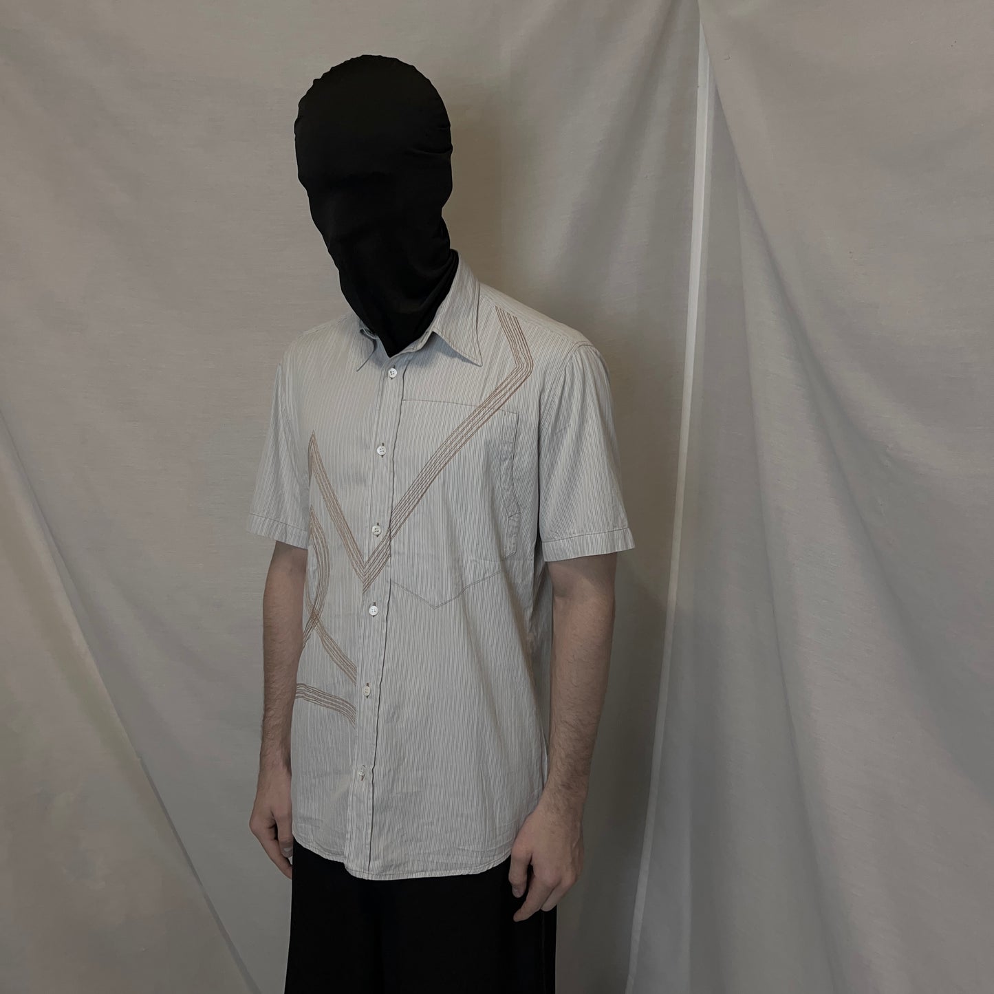 Dries Van Noten Embroidered Pocket Patch Stripe Shirt