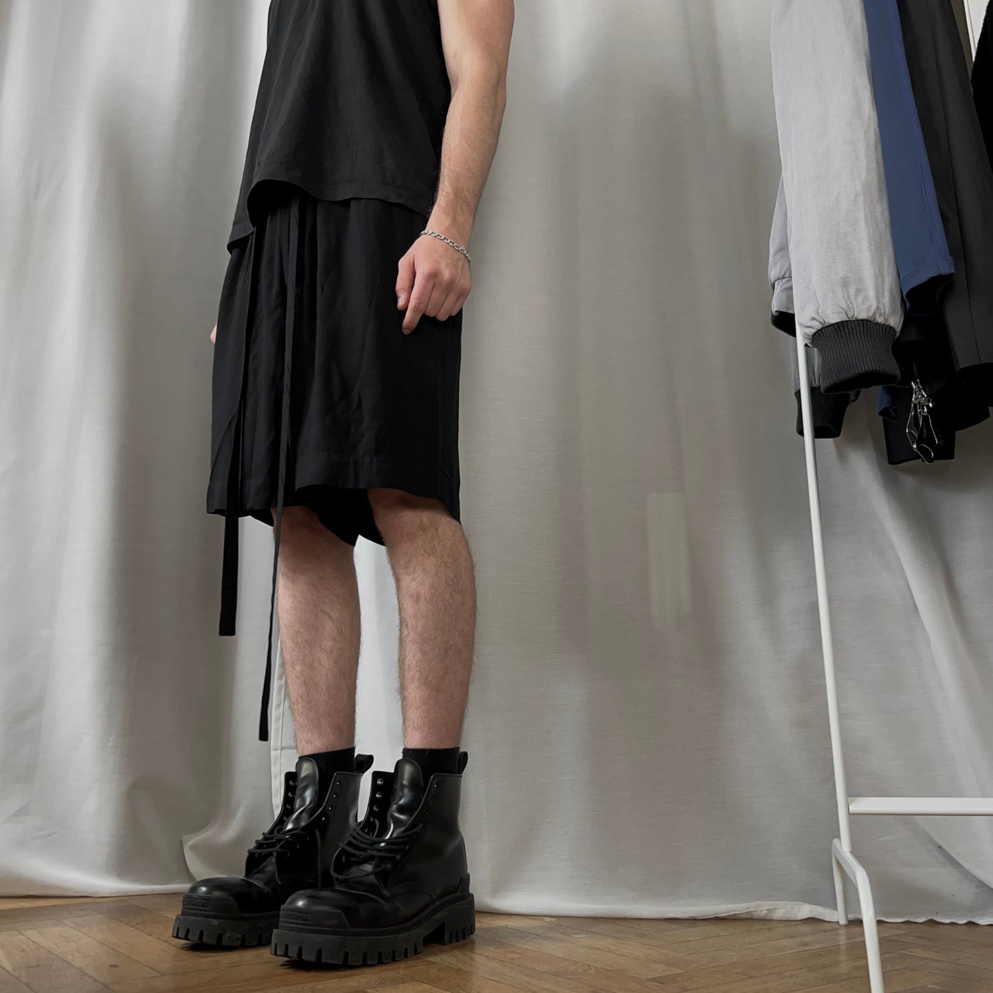 Yohji Yamamoto Elongated Drawstring Rayon Shorts - SS19