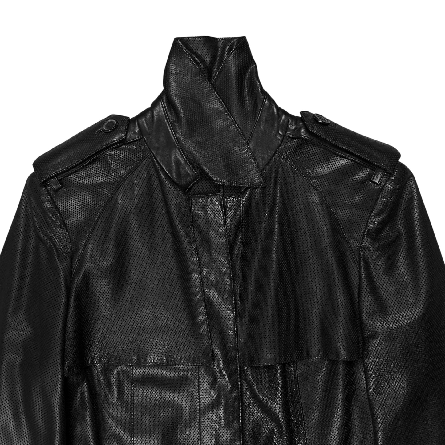 Gucci by Tom Ford Military Safari Perforated Leather Coat - AW97