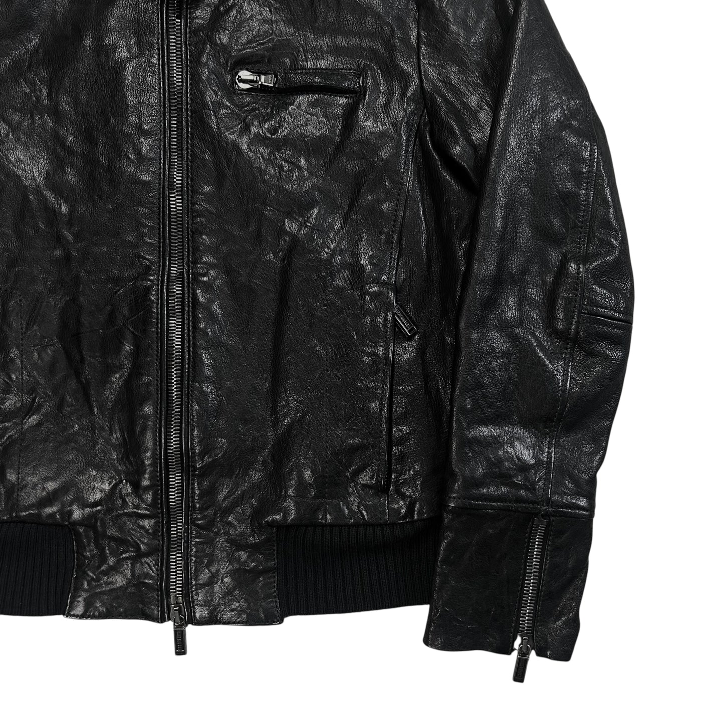 Dirk Bikkembergs Waxed Leather Bomber Jacket