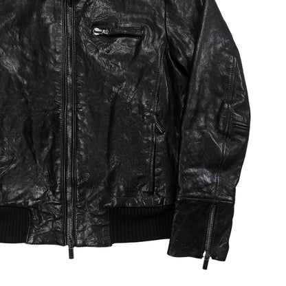 Dirk Bikkembergs Waxed Leather Bomber Jacket