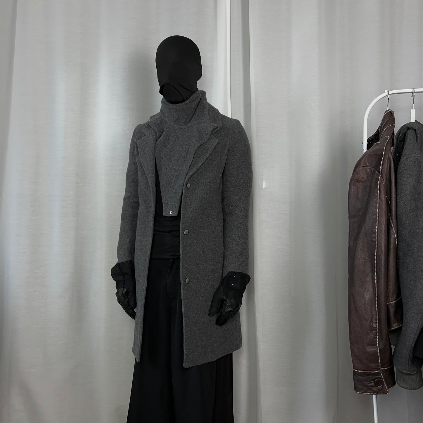 MM6 Maison Martin Margiela Detachable Scarf Collar Cashmere Coat - AW11