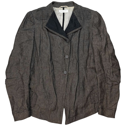 Dries Van Noten Contrast Fold Neck Linen Jacket - SS04