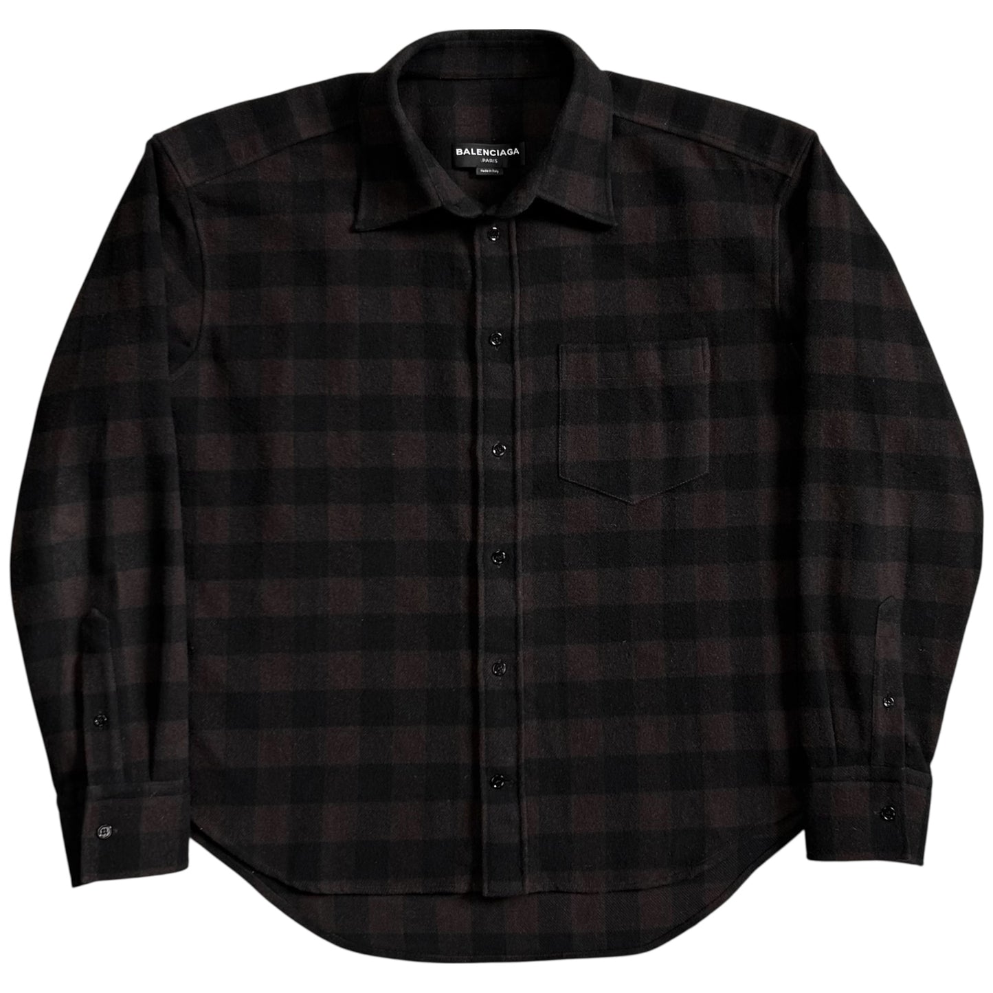 Balenciaga Padded Shoulder Check Flannel Shirt - SS17