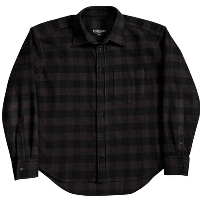 Balenciaga Padded Shoulder Check Flannel Shirt - SS17