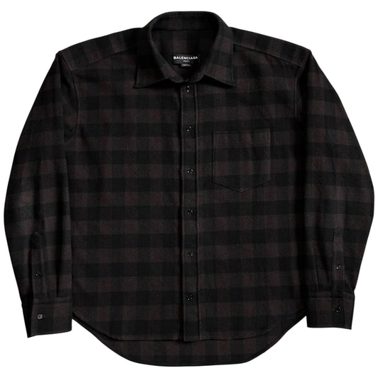 Balenciaga Padded Shoulder Check Flannel Shirt - SS17