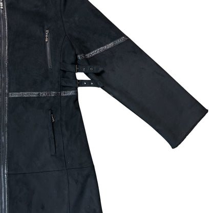 Balmain Multi Strap Faux Suede Coat - 90s